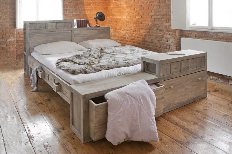 A storage bed frees up room on the floor.